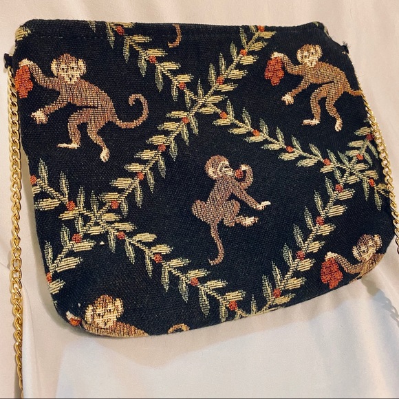 Embroidered Monkey Print Small Purse - Picture 3 of 4
